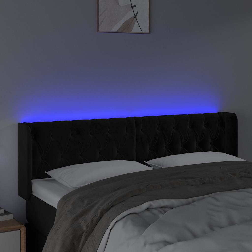 Fekete bársony LED-es fejtámla 147 x 16 x 78/88 cm 4