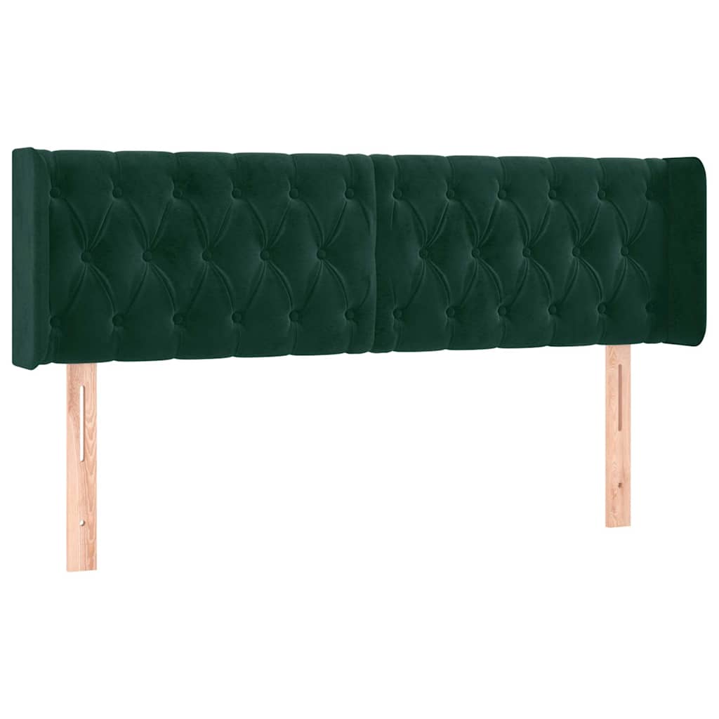 Sötétzöld bársony LED-es fejtámla 163 x 16 x 78/88 cm 3