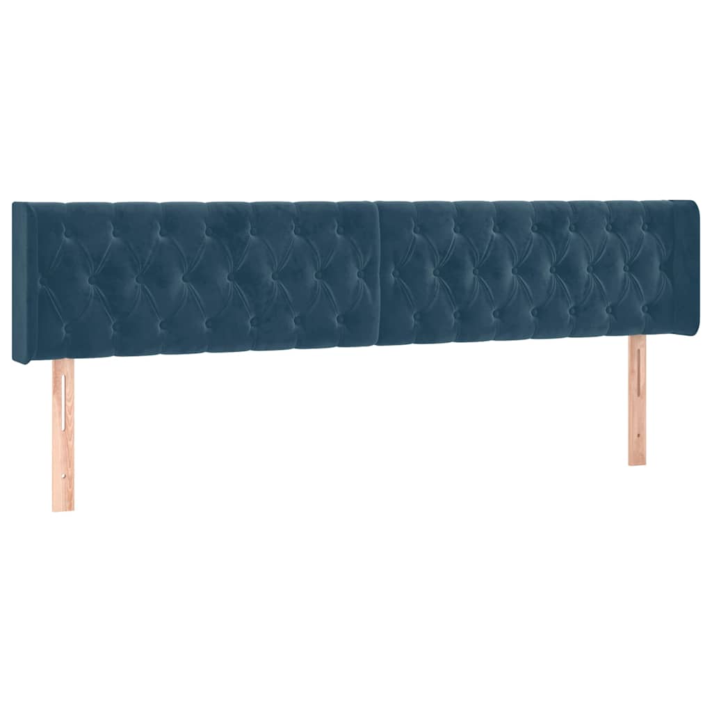 Sötétkék bársony LED-es fejtámla 183 x 16 x 78/88 cm 3