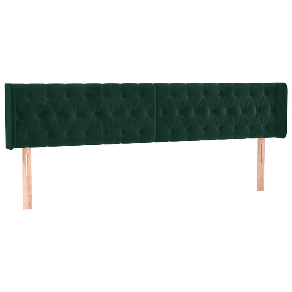 Sötétzöld bársony LED-es fejtámla 203 x 16 x 78/88 cm 3