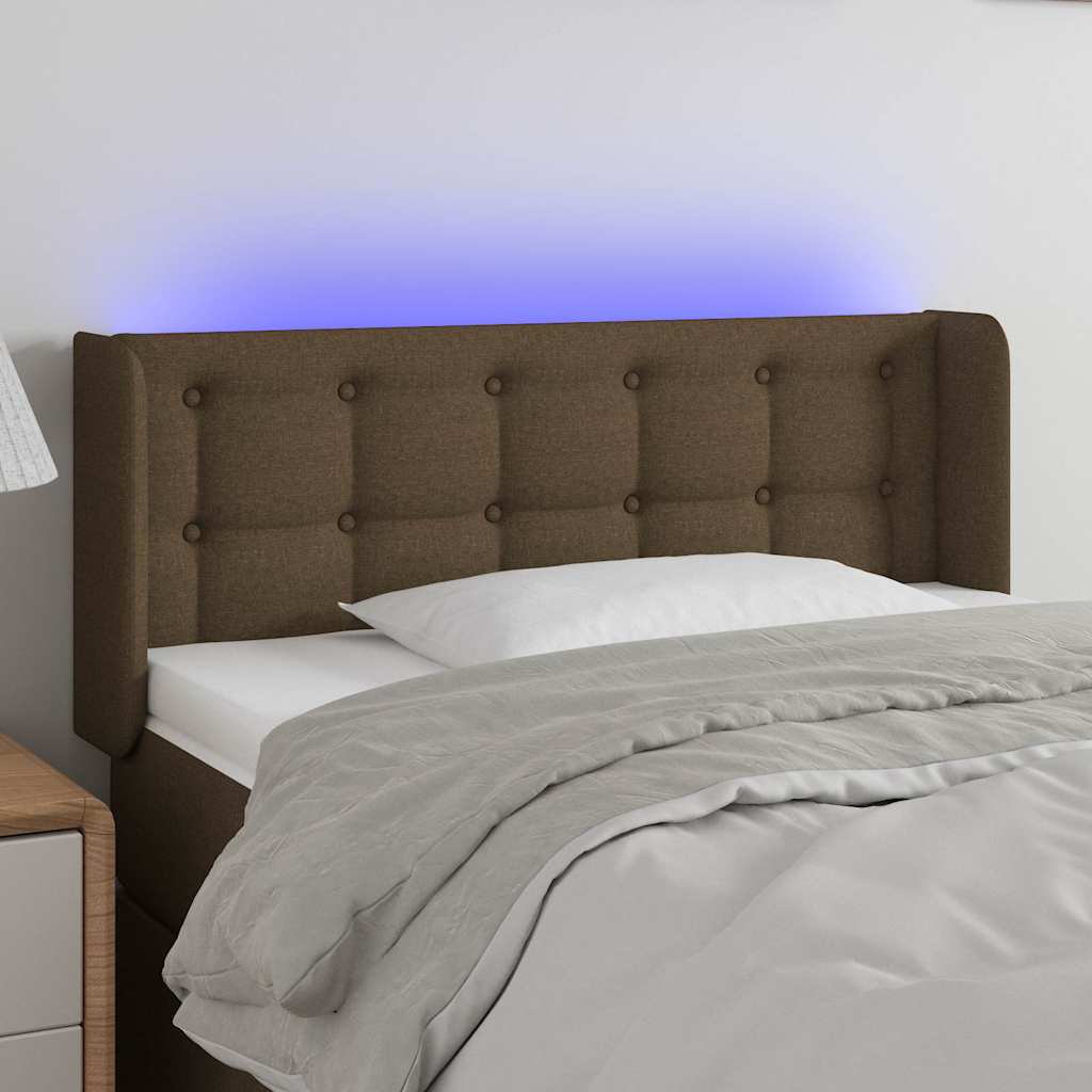 Sötétbarna szövet LED-es fejtámla 83 x 16 x 78/88 cm