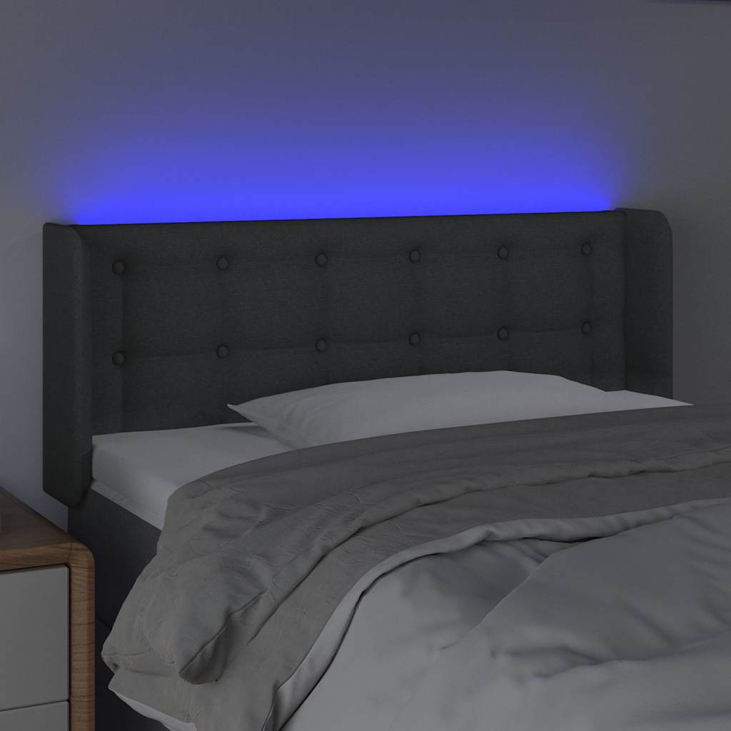 Sötétszürke szövet LED-es fejtámla 93 x 16 x 78/88 cm 4
