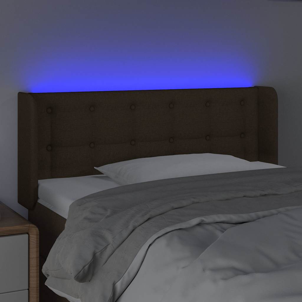 Sötétbarna szövet LED-es fejtámla 93 x 16 x 78/88 cm 4