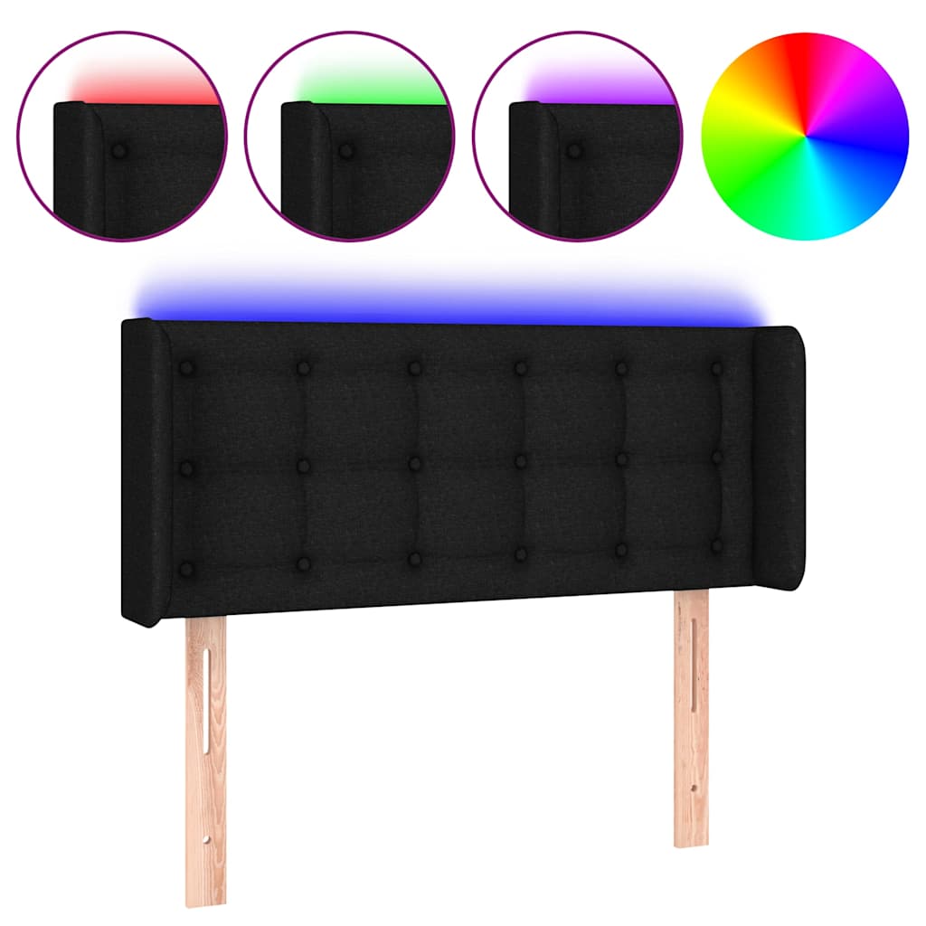 Fekete szövet LED-es fejtámla 103 x 16 x 78/88 cm 2