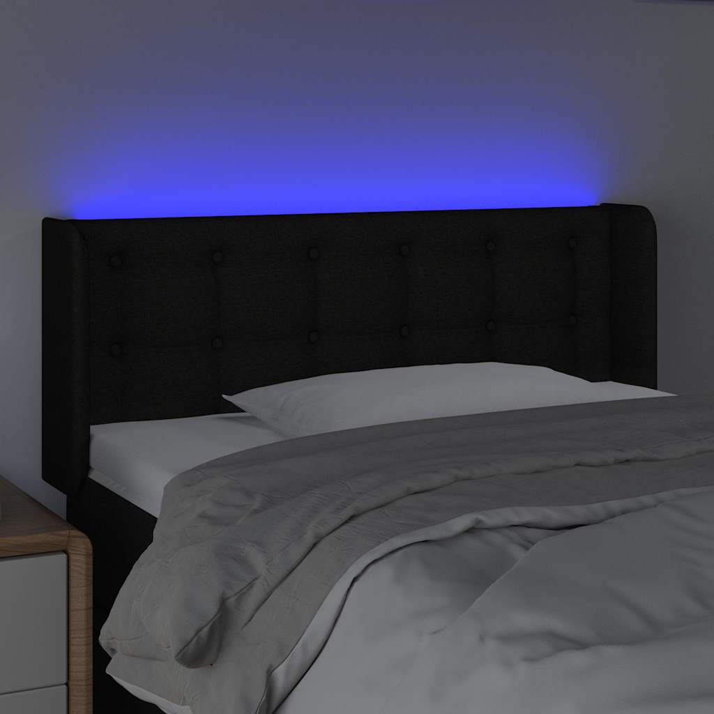 Fekete szövet LED-es fejtámla 103 x 16 x 78/88 cm 4
