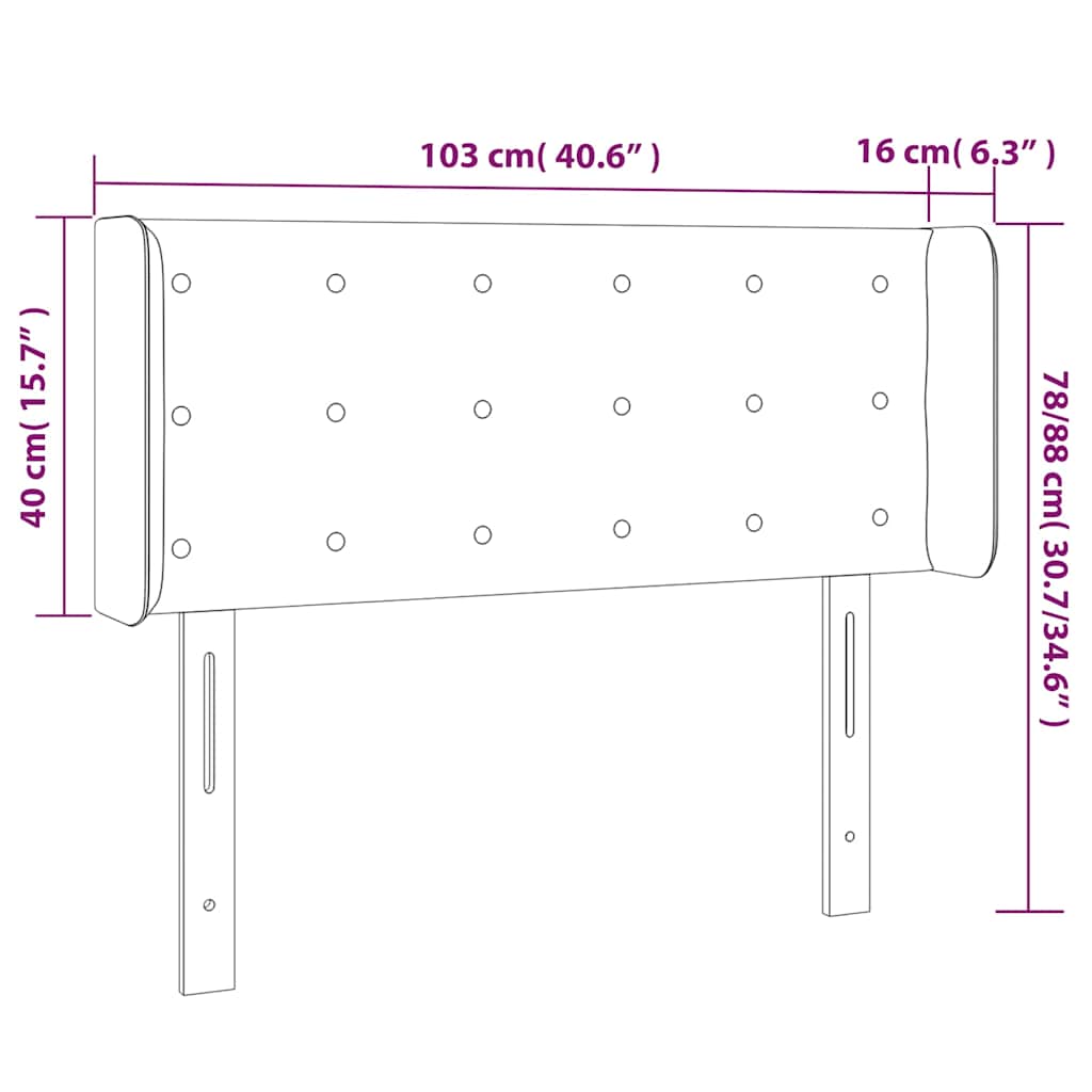 Fekete szövet LED-es fejtámla 103 x 16 x 78/88 cm 6