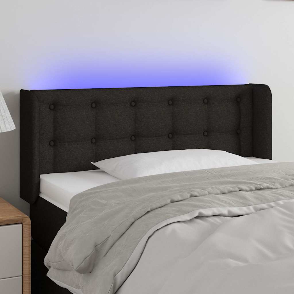 Fekete szövet LED-es fejtámla 103 x 16 x 78/88 cm
