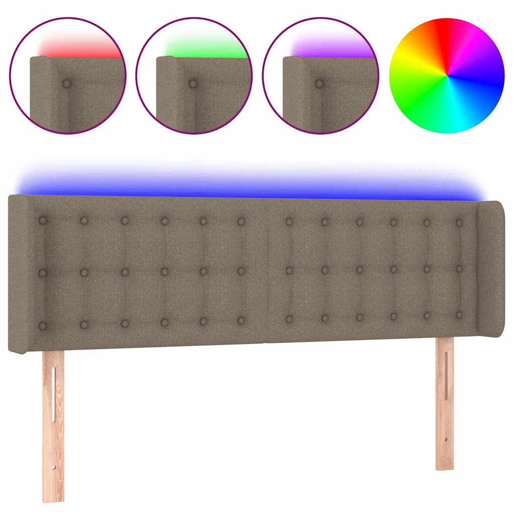 Tópszínű szövet LED-es fejtámla 147 x 16 x 78/88 cm 2
