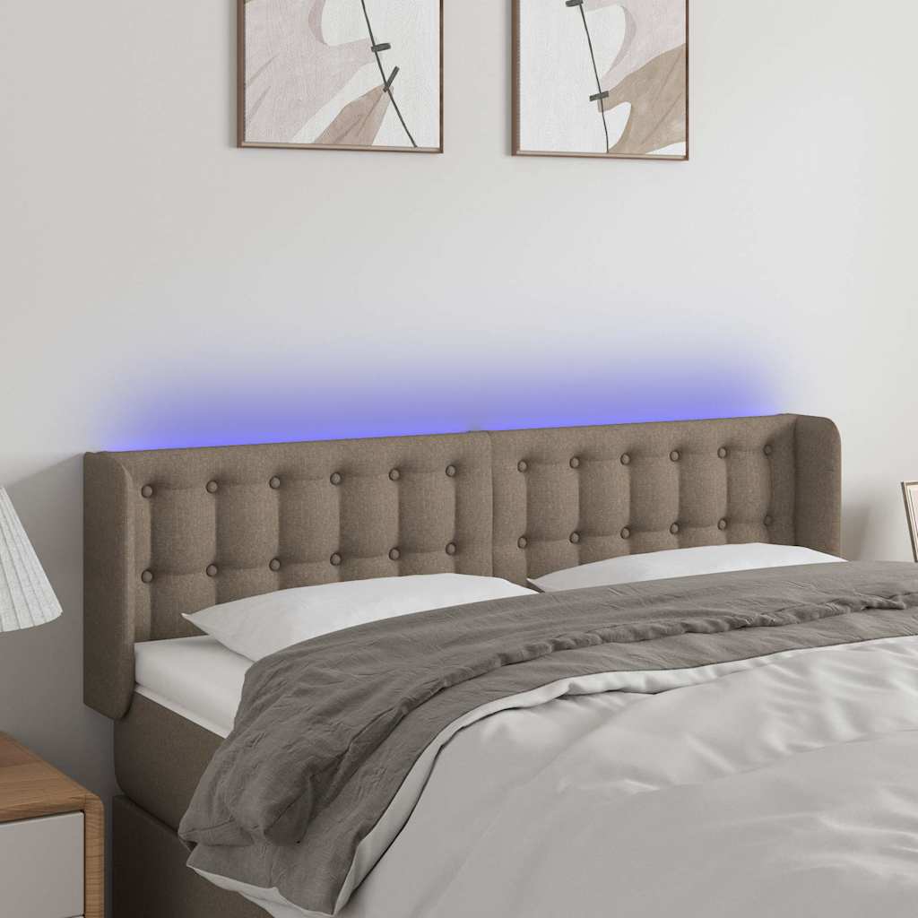 Tópszínű szövet LED-es fejtámla 147 x 16 x 78/88 cm