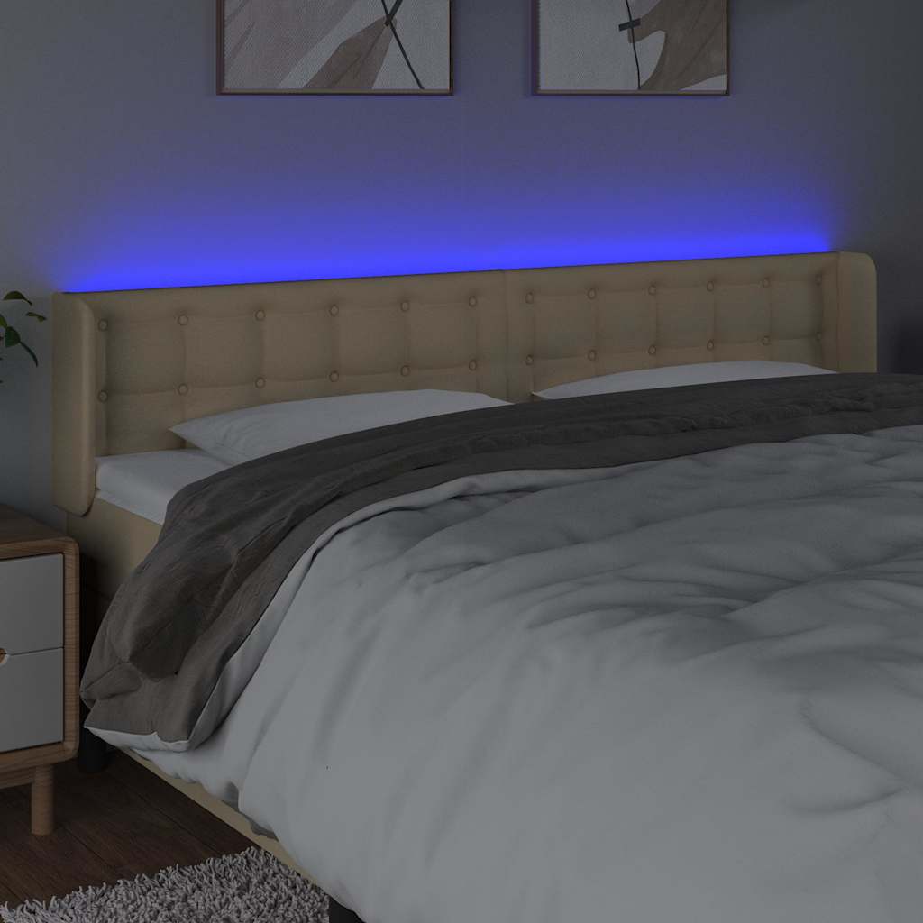 Krémszínű szövet LED-es fejtámla 163 x 16 x 78/88 cm 4