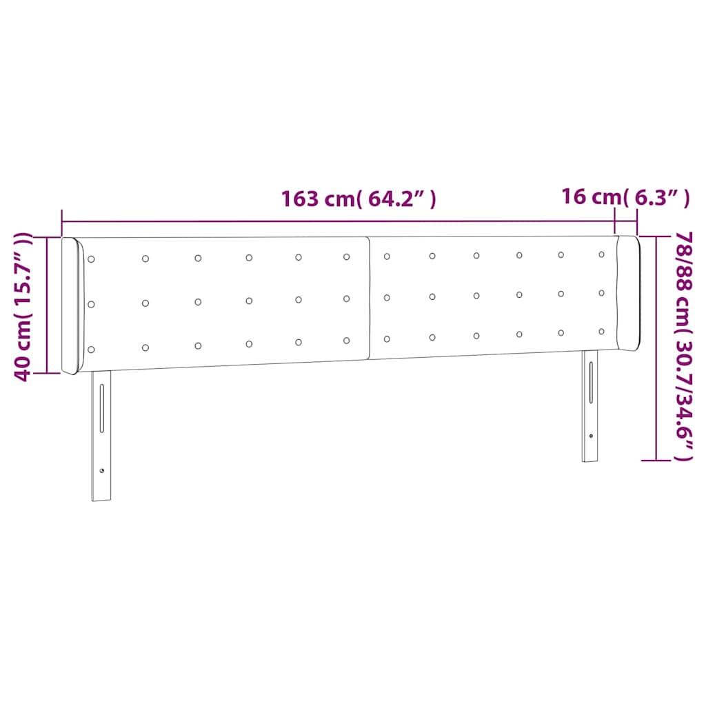 Krémszínű szövet LED-es fejtámla 163 x 16 x 78/88 cm 6