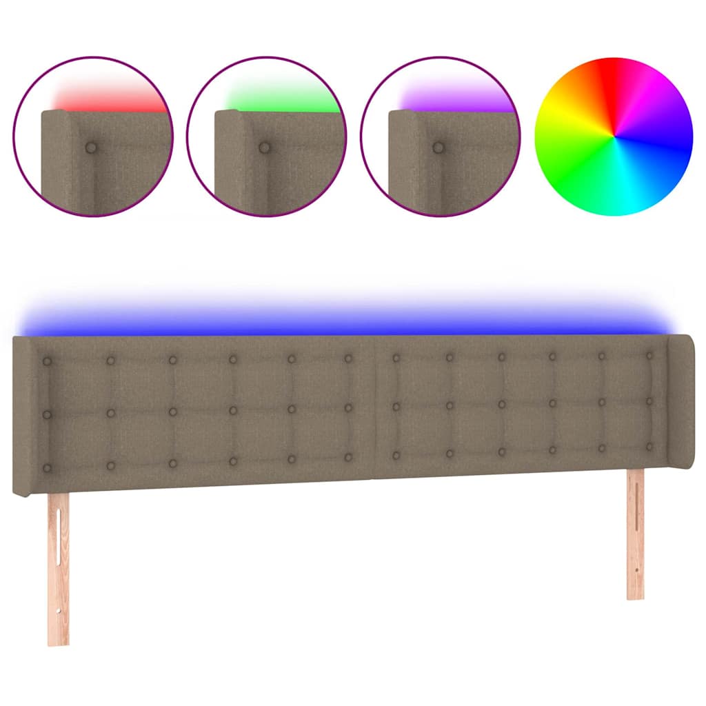 Tópszínű szövet LED-es fejtámla 183 x 16 x 78/88 cm 2