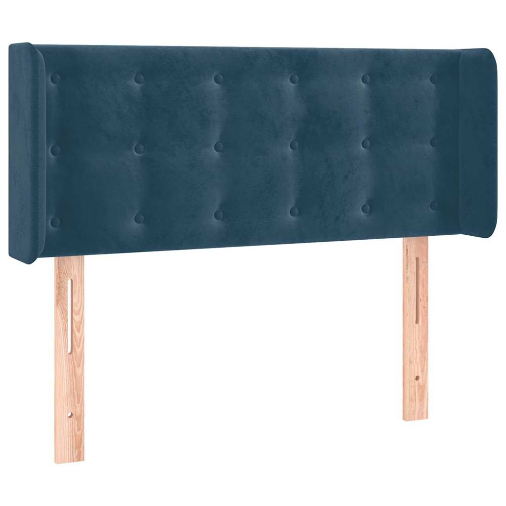 Sötétkék bársony LED-es fejtámla 83 x 16 x 78/88 cm 3