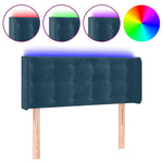 Sötétkék bársony LED-es fejtámla 93 x 16 x 78/88 cm 2