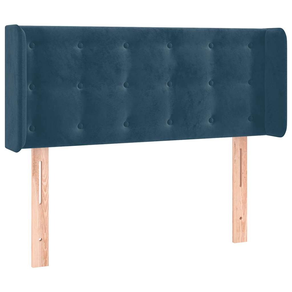 Sötétkék bársony LED-es fejtámla 93 x 16 x 78/88 cm 3