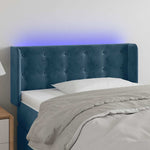 Sötétkék bársony LED-es fejtámla 93 x 16 x 78/88 cm