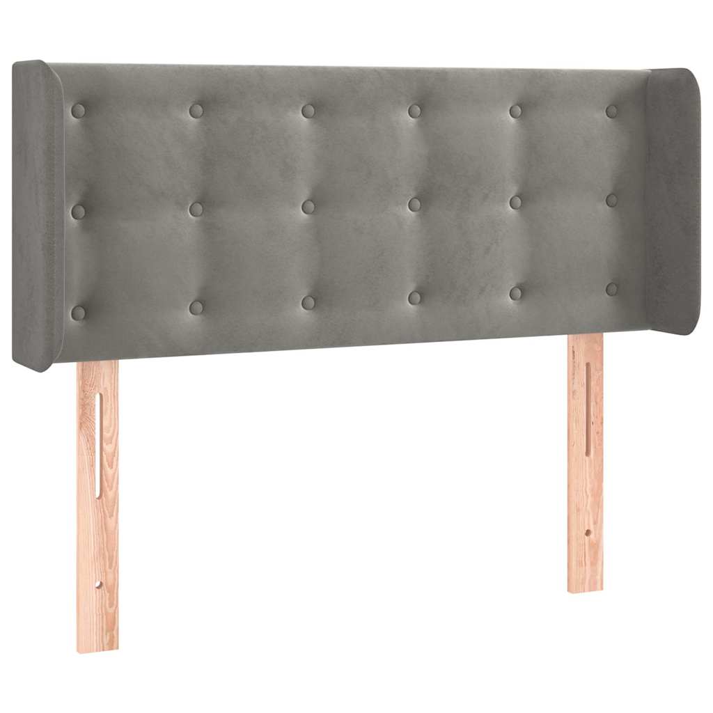 Világosszürke bársony LED-es fejtámla 103 x 16 x 78/88 cm 3