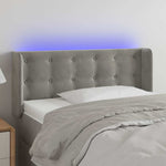 Világosszürke bársony LED-es fejtámla 103 x 16 x 78/88 cm