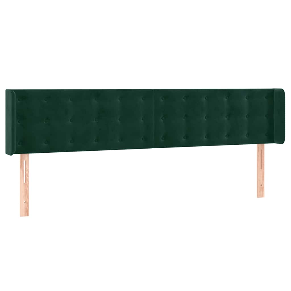Sötétzöld bársony LED-es fejtámla 183 x 16 x 78/88 cm 3