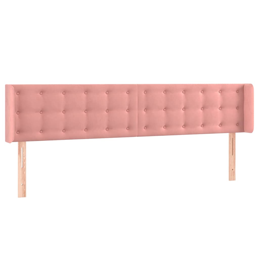 Rózsaszín bársony LED-es fejtámla 183x16x78/88 cm 3