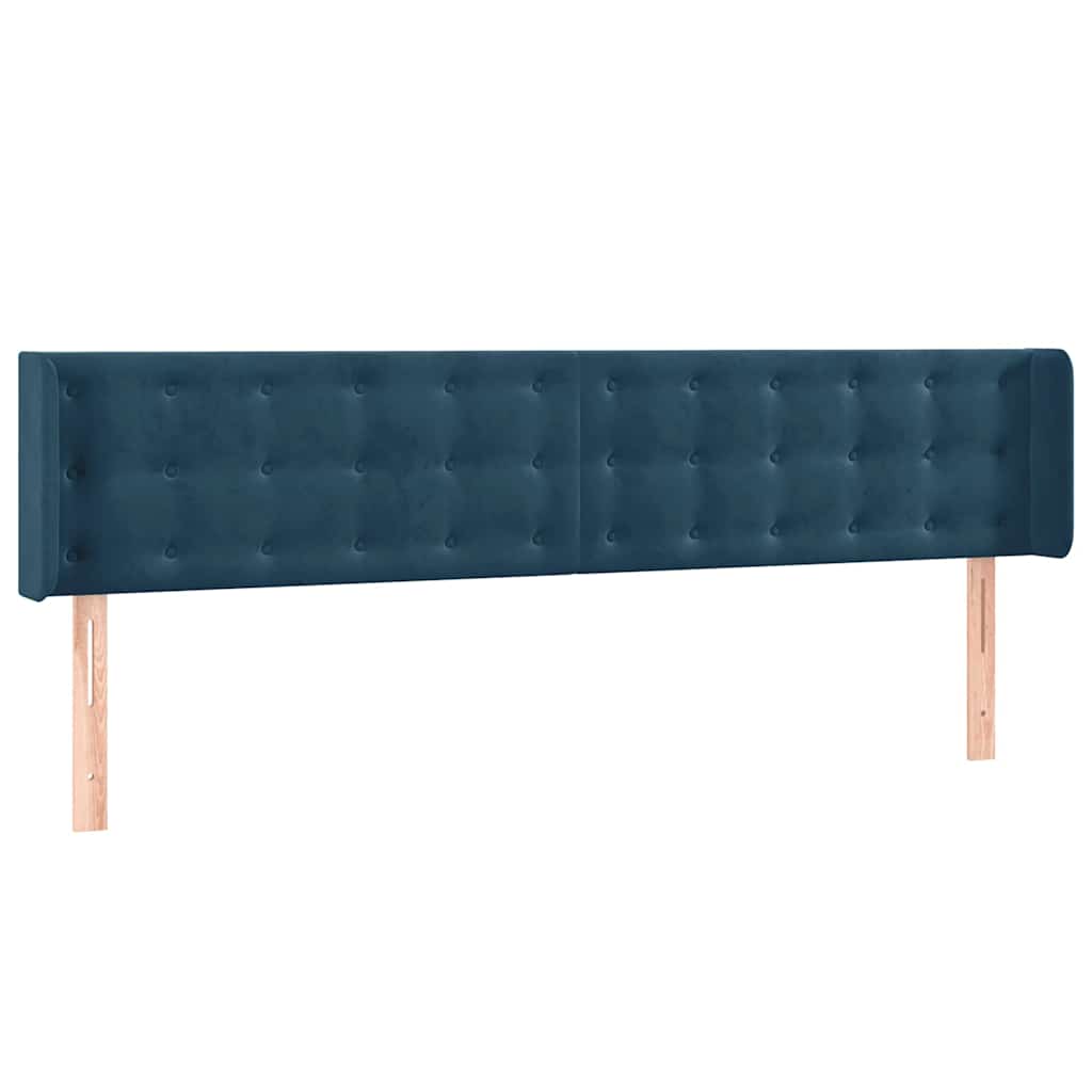 Sötétkék bársony LED-es fejtámla 203 x 16 x 78/88 cm 3