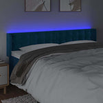 Sötétkék bársony LED-es fejtámla 203 x 16 x 78/88 cm 4