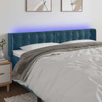 Sötétkék bársony LED-es fejtámla 203 x 16 x 78/88 cm
