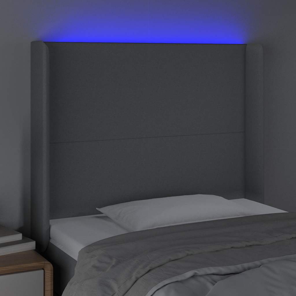 Világosszürke szövet LED-es fejtámla 93x16x118/128 cm 4
