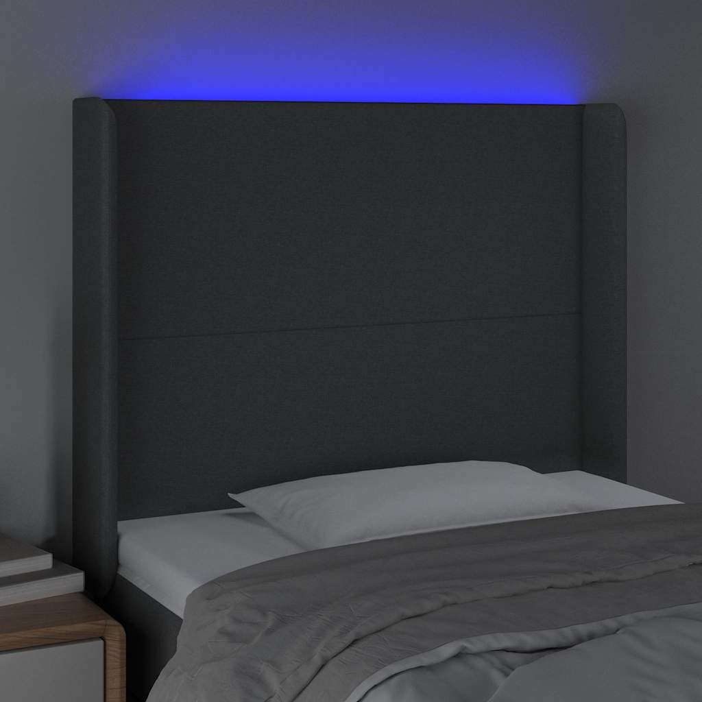 Sötétszürke szövet LED-es fejtámla 103x16x118/128 cm 4