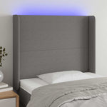 Sötétszürke szövet LED-es fejtámla 103x16x118/128 cm