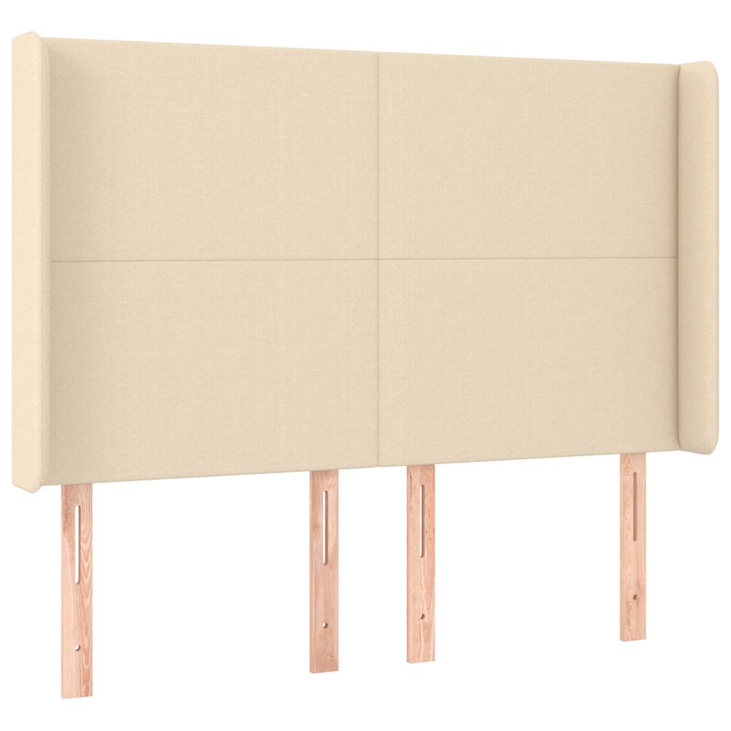 Krémszínű szövet LED-es fejtámla 147x16x118/128 cm 3