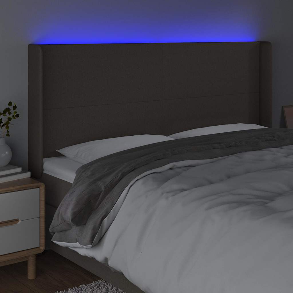 Tópszínű szövet LED-es fejtámla 183x16x118/128 cm 4
