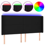 Fekete szövet LED-es fejtámla 203x16x118/128 cm 2