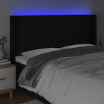 Fekete szövet LED-es fejtámla 203x16x118/128 cm 4
