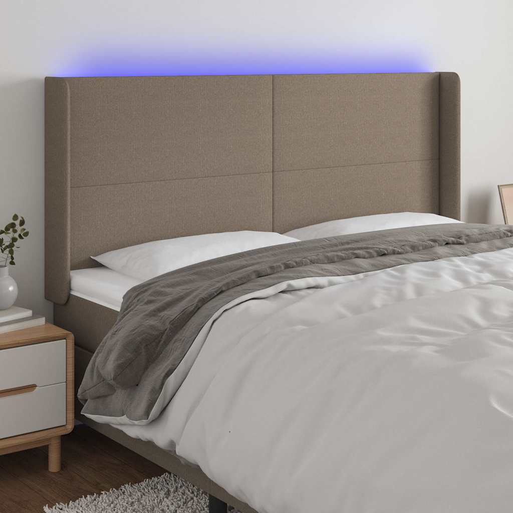 Tópszínű szövet LED-es fejtámla 203x16x118/128 cm
