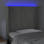 Világosszürke bársony LED-es fejtámla 93x16x118/128 cm 4