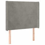 Világosszürke bársony LED-es fejtámla 103x16x118/128 cm 3