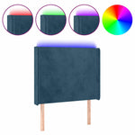 Sötétkék bársony LED-es fejtámla 103x16x118/128 cm 2
