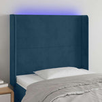 Sötétkék bársony LED-es fejtámla 103x16x118/128 cm