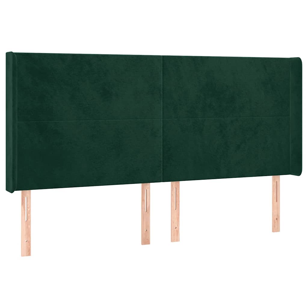 Sötétzöld bársony LED-es fejtámla 163x16x118/128 cm 3