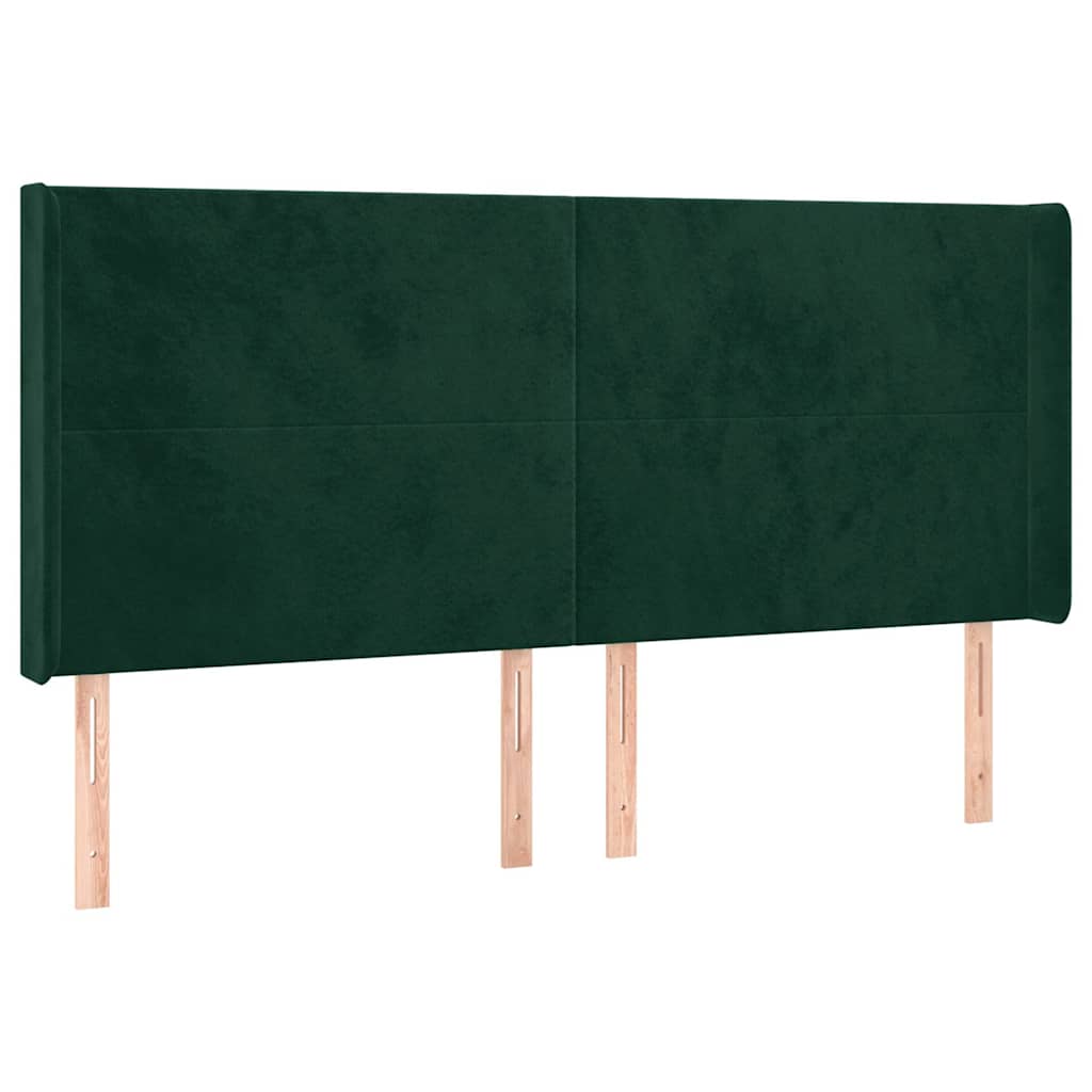 Sötétzöld bársony LED-es fejtámla 183x16x118/128 cm 3