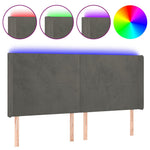 Sötétszürke bársony LED-es fejtámla 203x16x118/128 cm 2