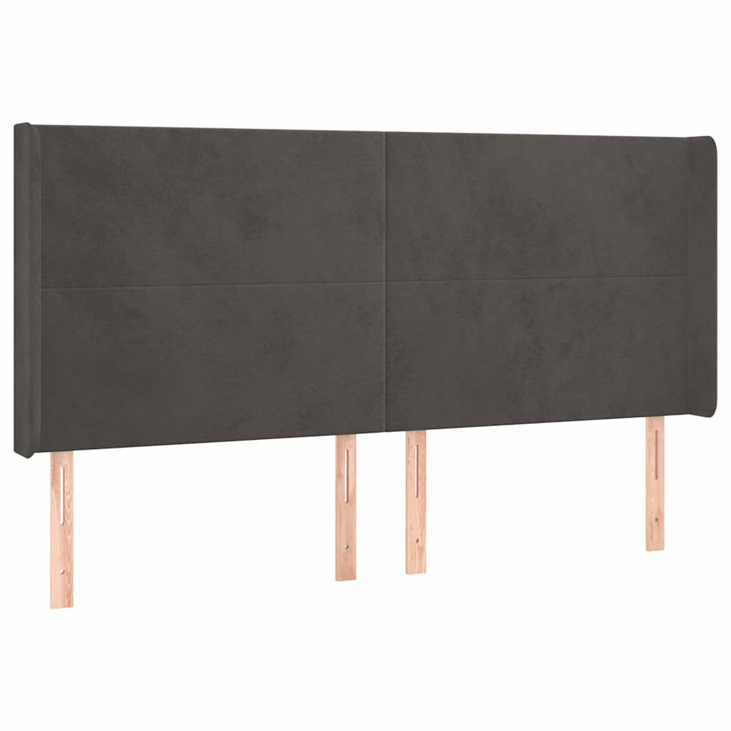 Sötétszürke bársony LED-es fejtámla 203x16x118/128 cm 3