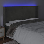 Sötétszürke bársony LED-es fejtámla 203x16x118/128 cm 4