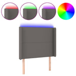 Szürke műbőr LED-es fejtámla 83x16x118/128 cm 2