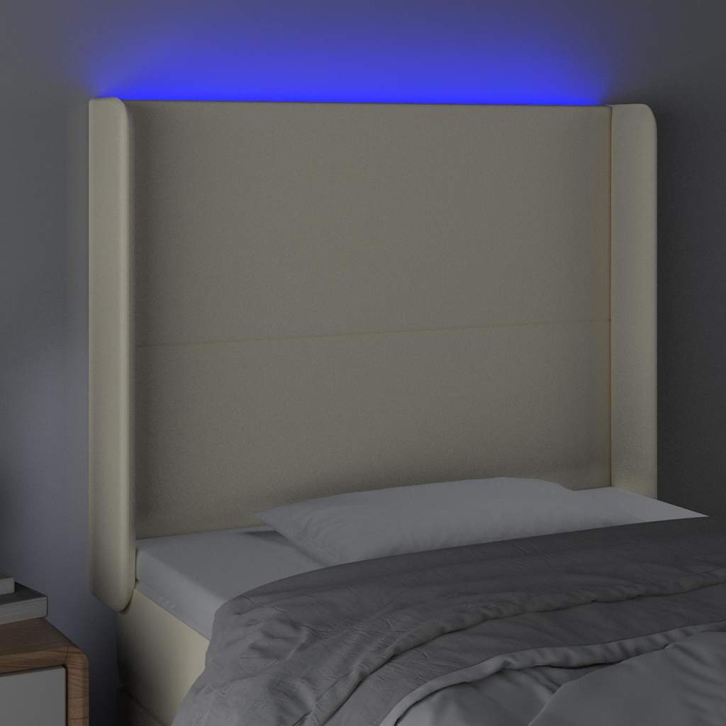 Krémszínű műbőr LED-es fejtámla 103x16x118/128 cm 4