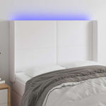 Fehér műbőr LED-es fejtámla 147x16x118/128 cm
