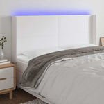 Fehér műbőr LED-es fejtámla 203x16x118/128 cm