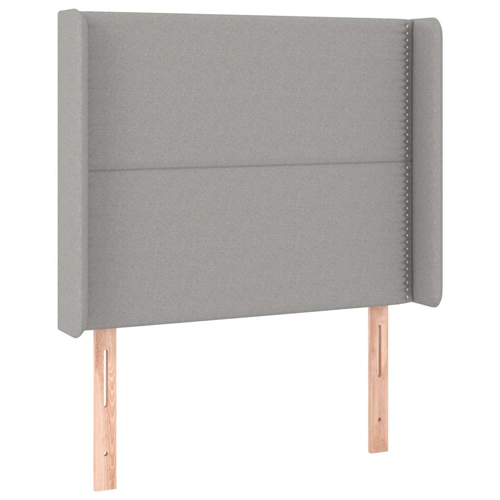 Világosszürke szövet LED-es fejtámla 93x16x118/128 cm 3