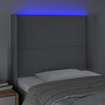 Világosszürke szövet LED-es fejtámla 93x16x118/128 cm 4